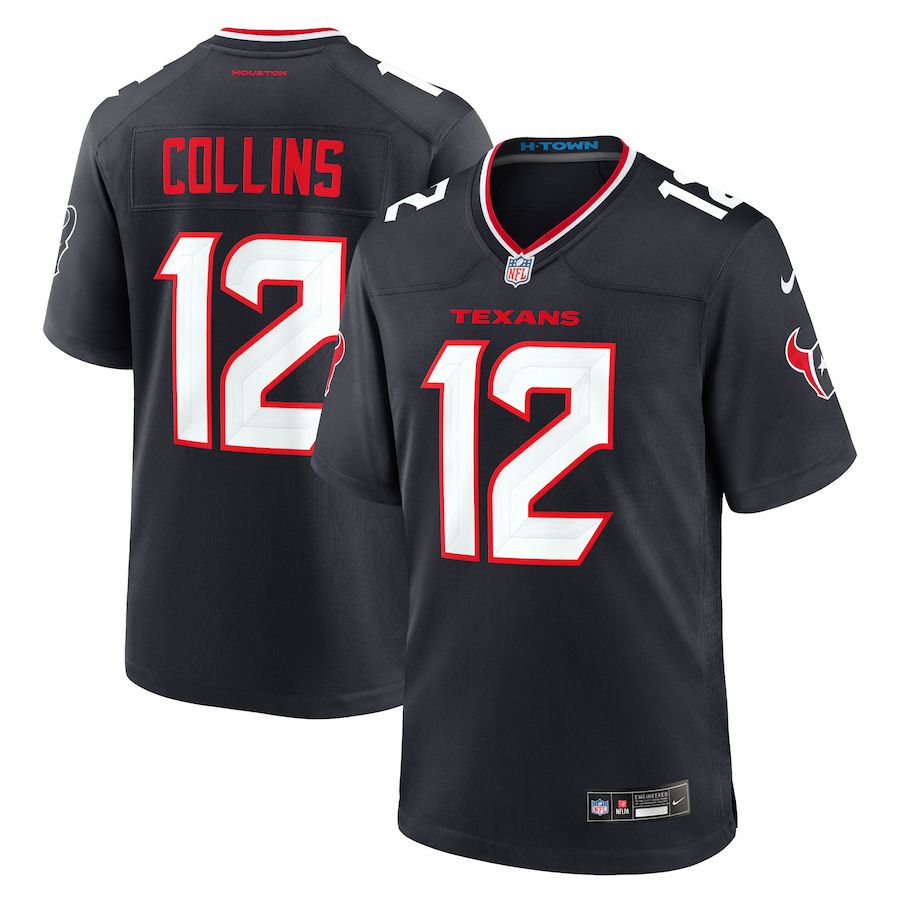 Men Houston Texans #12 Nico Collins Nike Navy Game NFL Jersey->->NFL Jersey
